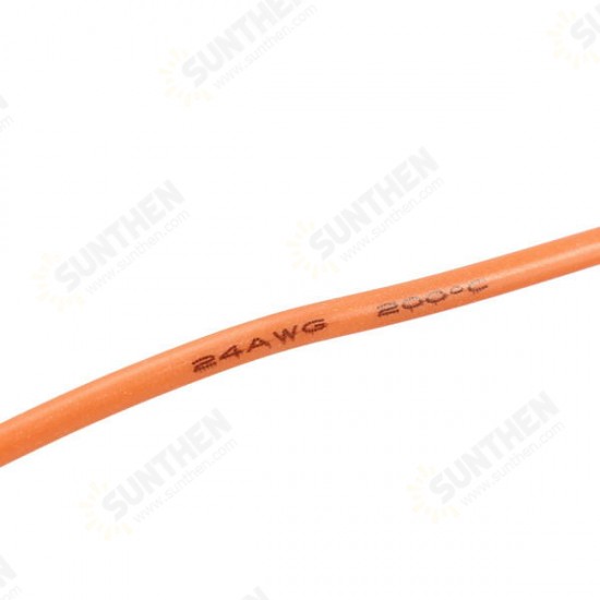 24AWG Flexible Silicone Wire Cable Soft High Temperature Tinned Copper Orange 1/3/5/10M