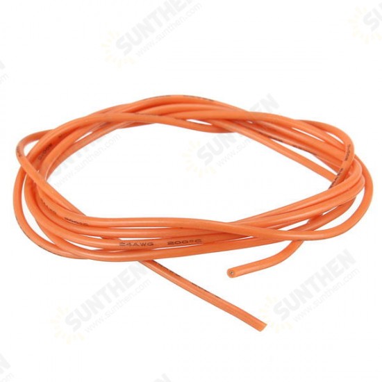 24AWG Flexible Silicone Wire Cable Soft High Temperature Tinned Copper Orange 1/3/5/10M