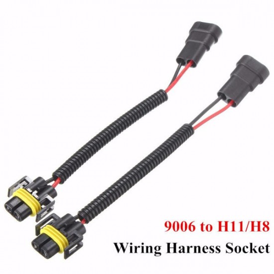 2PCS 9006 To H11 H8 Headlights Conversion Connector Wiring Harness Plug Cable Wires Cables