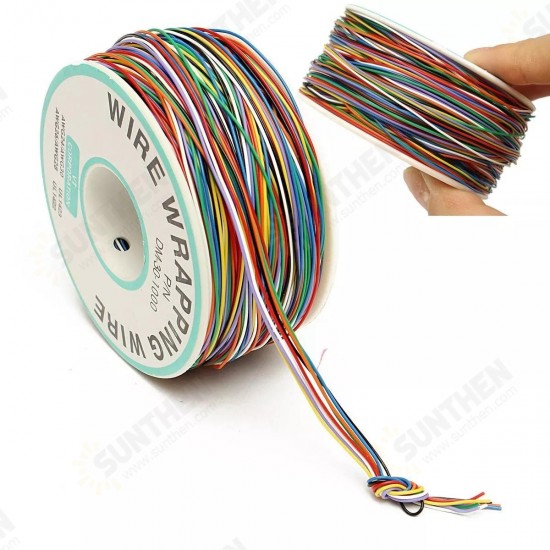 2Pcs 250M 8-Wire Colored Insulated P/N B-30-1000 30AWG Wire Wrapping Cable Wrap Reel