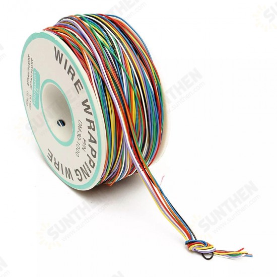 2Pcs 250M 8-Wire Colored Insulated P/N B-30-1000 30AWG Wire Wrapping Cable Wrap Reel