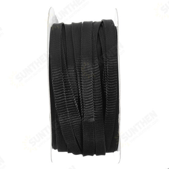 30m 8mm/10mm/12mm/15mm/20mm Expandable Wire Cable Sleeving Braided Tubing Black