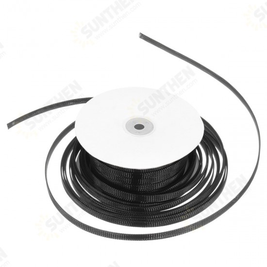 30m 8mm/10mm/12mm/15mm/20mm Expandable Wire Cable Sleeving Braided Tubing Black