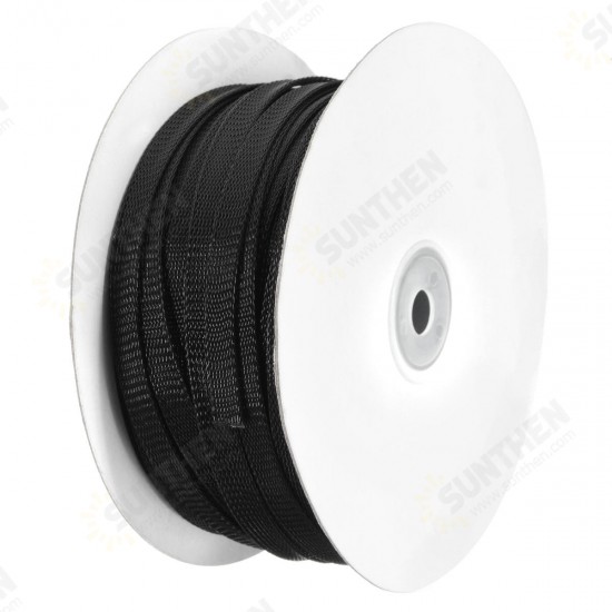 30m 8mm/10mm/12mm/15mm/20mm Expandable Wire Cable Sleeving Braided Tubing Black