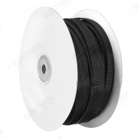 30m 8mm/10mm/12mm/15mm/20mm Expandable Wire Cable Sleeving Braided Tubing Black