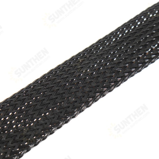 6m 8mm/10mm/12mm/15mm/20mm Wire Cable Sheathing Expandable Sleeving Braided Loom Tubing Black