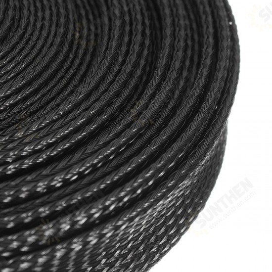 6m 8mm/10mm/12mm/15mm/20mm Wire Cable Sheathing Expandable Sleeving Braided Loom Tubing Black