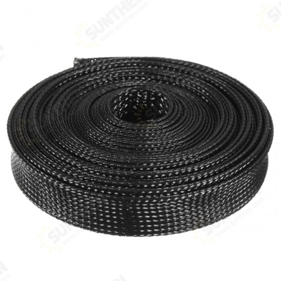 6m 8mm/10mm/12mm/15mm/20mm Wire Cable Sheathing Expandable Sleeving Braided Loom Tubing Black