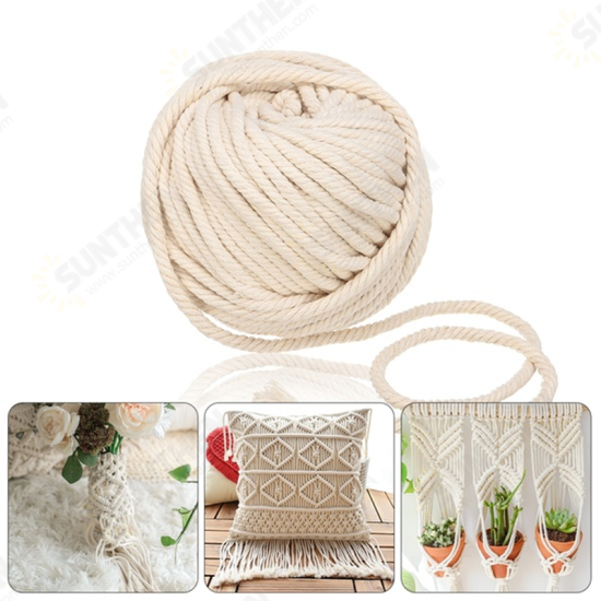 6mm Natural Cotton Cord Twine Braided Rope Cord Sash String Craft Macrame