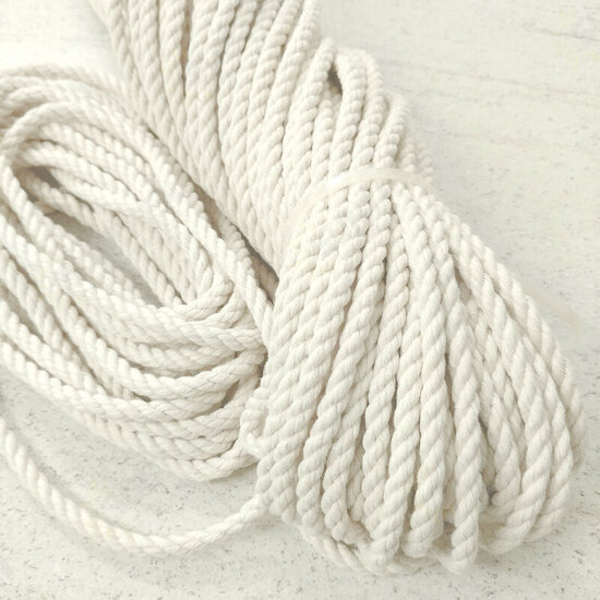 6mm Natural Cotton Cord Twine Braided Rope Cord Sash String Craft Macrame