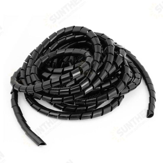 Black Spiral Polyethylene Cable Electrical Wire Wrap Tube Computer Manage Cord