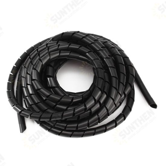 Black Spiral Polyethylene Cable Electrical Wire Wrap Tube Computer Manage Cord