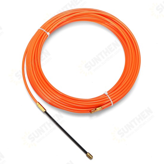 Cable Push Puller Reel Conduit Nylon Snake Fish Tape Wire Orange 4mm 15m