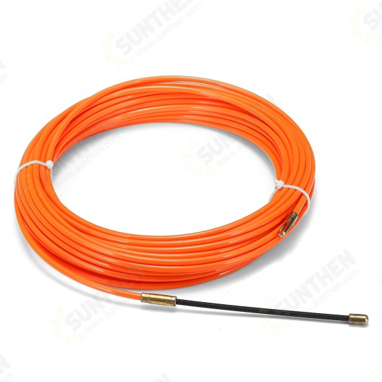 Cable Push Puller Reel Conduit Nylon Snake Fish Tape Wire Orange 4mm 15m