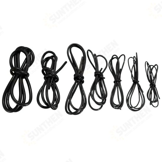 1 Meter Black Silicone Wire Cable 10/12/14/16/18/20/22AWG Flexible Cable