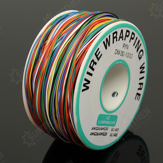 250M 8-Wire Colored Insulated P/N B-30-1000 30AWG Wire Wrapping Cable Wrap Reel