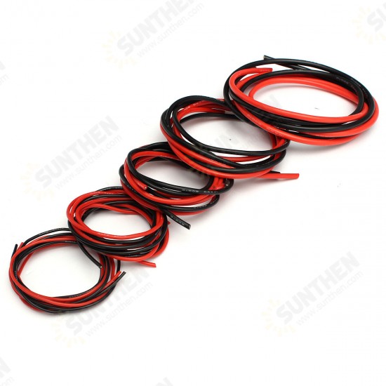 2M AWG Soft Silicone Flexible Wire Cable 12-20 AWG (1 Meter Red + 1 Meter Black)