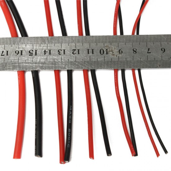 2M AWG Soft Silicone Flexible Wire Cable 12-20 AWG (1 Meter Red + 1 Meter Black)