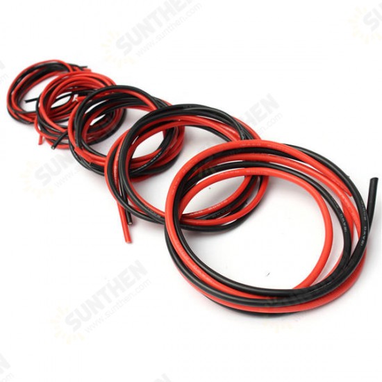 2M AWG Soft Silicone Flexible Wire Cable 12-20 AWG (1 Meter Red + 1 Meter Black)