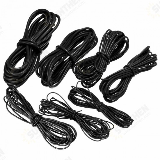 5 Meter Black Silicone Wire Cable 10/12/14/16/18/20/22AWG Flexible Cable