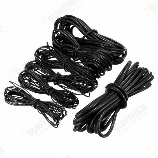 5 Meter Black Silicone Wire Cable 10/12/14/16/18/20/22AWG Flexible Cable