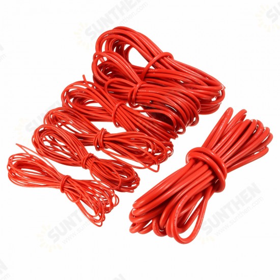 5 Meter Red Silicone Wire Cable 10/12/14/16/18/20/22AWG Flexible Cable