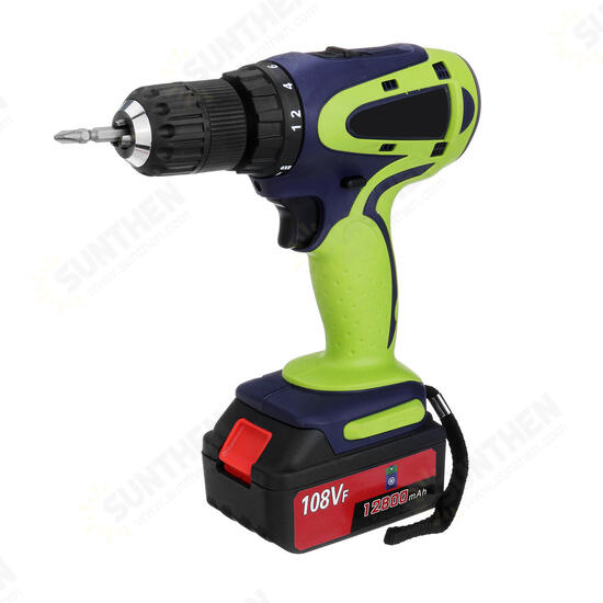 108VF 12800mAh Dual Speed Cordless Drill Multifunctional High Power Household Electric Drills W/ Accessories