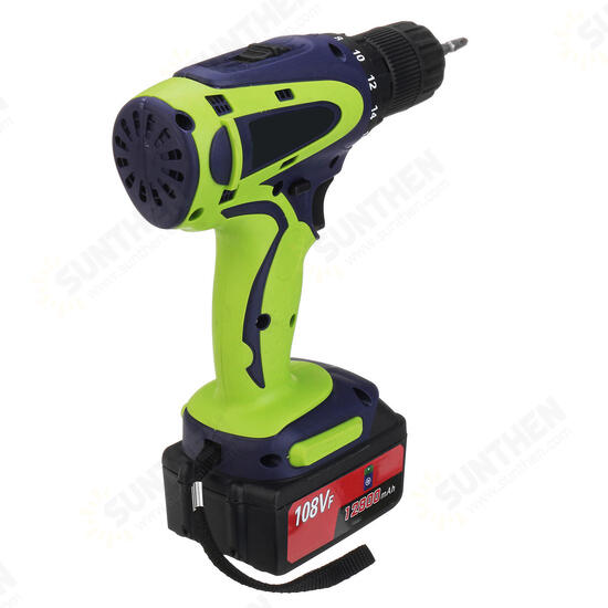 108VF 12800mAh Dual Speed Cordless Drill Multifunctional High Power Household Electric Drills W/ Accessories