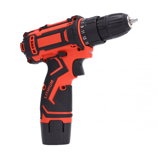 12V Electric Drill Cordless Wireless Rechargeable Electric Screwdriver Drill Set LED W/ 1/2 Batteries Wood Metal Plastic Drilling Tool