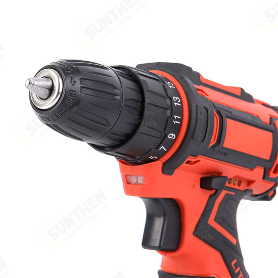 12V Electric Drill Cordless Wireless Rechargeable Electric Screwdriver Drill Set LED W/ 1/2 Batteries Wood Metal Plastic Drilling Tool