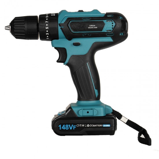 148VF 2.0Ah Cordless Electric Impact Drill Rechargeable Drill Screwdriver W/ 1 or 2 Li-ion Battery