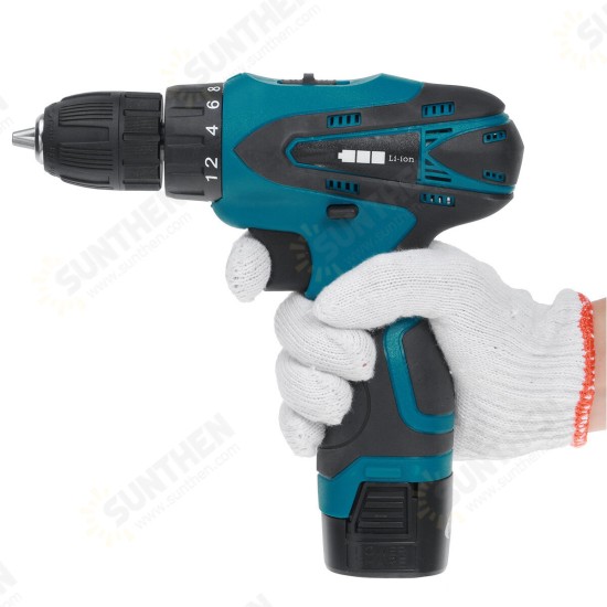 16.8V Cordless Electric Drill Driver 23+1 Torque Multifuntional Screwdriver Power Tool W/ Battery & Drill Bits Set