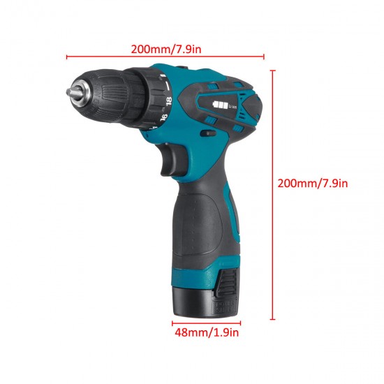 16.8V Cordless Electric Drill Driver 23+1 Torque Multifuntional Screwdriver Power Tool W/ Battery & Drill Bits Set
