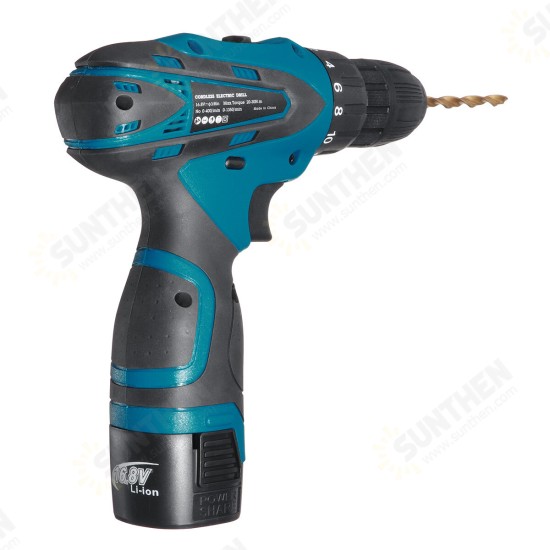 16.8V Cordless Electric Drill Driver 23+1 Torque Multifuntional Screwdriver Power Tool W/ Battery & Drill Bits Set