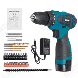 16.8V Cordless Electric Drill Driver 23+1 Torque Multifuntional Screwdriver Power Tool W/ Battery & Drill Bits Set