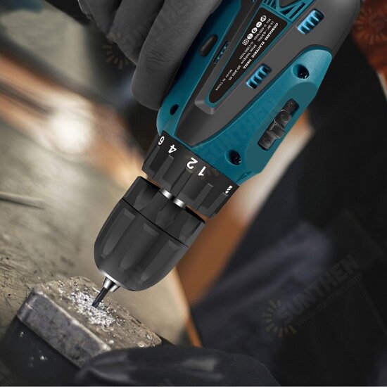 16.8V Cordless Electric Drill Driver 23+1 Torque Multifuntional Screwdriver Power Tool W/ Battery & Drill Bits Set