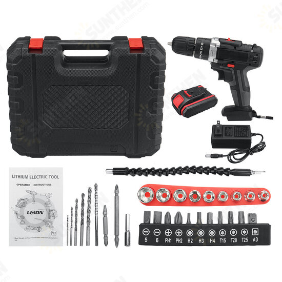 21V 22800mAh Cordless Rechargable 3 In 1 Power Drills Impact Electric Drill Driver With 1 Or2 Pcs Battery Fit Makita