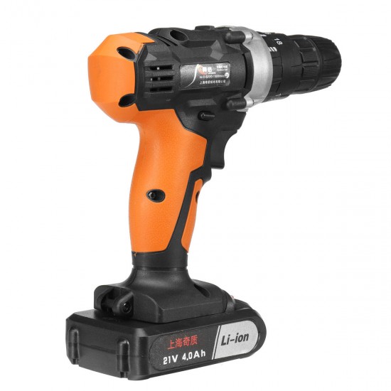 21V 4000mAh Li-ion Cordless Electric Impact Drill 18+3 Clutches 2 Speed Power Drills With 2 Batteries