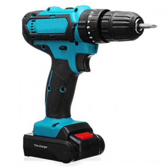 21V Cordless Electric Drill Rechargeable Screwdriver 2 Speed Woodworking Tool