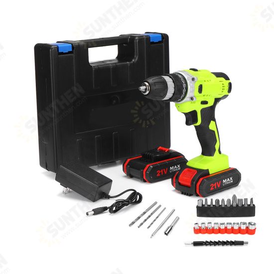 21V Cordless Impact Drill Set 3 IN 1 Electric Torque Wrench Screwdriver Drill W/ 1 Or 2 Battery Comes With Case&Accessories