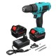 21V Cordless Impact Power Drill Electric Screwdriver Set with 2 Li-ion Batteries