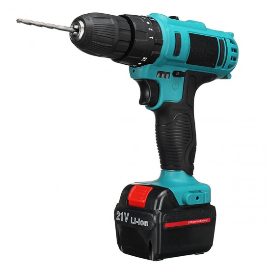 21V Cordless Impact Power Drill Electric Screwdriver Set with 2 Li-ion Batteries