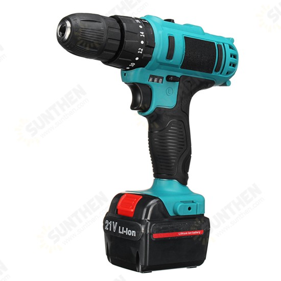 21V Cordless Impact Power Drill Electric Screwdriver Set with 2 Li-ion Batteries