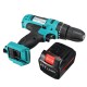 21V Cordless Impact Power Drill Electric Screwdriver Set with 2 Li-ion Batteries