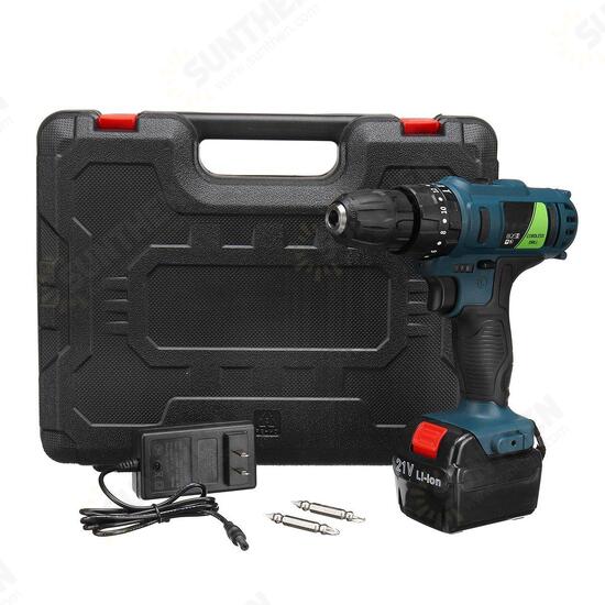 21V Li-ion Rechargeable Battery Cordless Power Impact Drill Electric Screwdriver