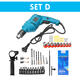 220V 3000RPM 650W Electric Impact Cordless Wrench Drill Hammer Screwdriver SET