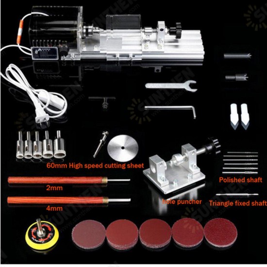 220V 350W 8000r/min Mini Lathe Beads Wood Multi-function Polishing Machine Woodworking Lathe