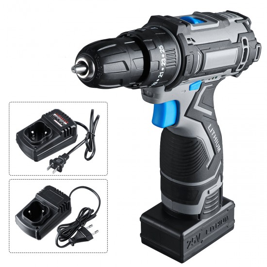 25V Cordless Drill Screwdriver Mini Wireless Power Driver With 2 Lithium-Ion Battery