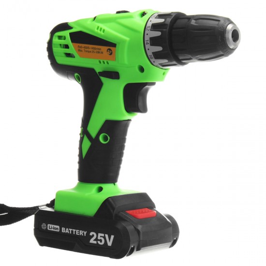 25V Cordless Power Drill 2 Lithium-Ion Battery Rechargeable Electric Screwdriver Kit