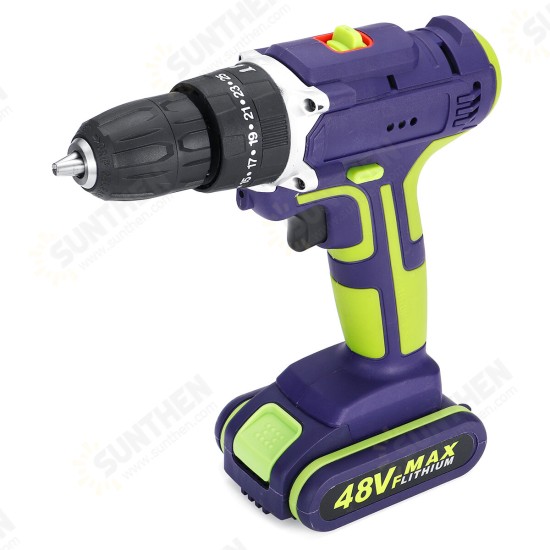 3 In 1 Hammer Drill 48V Cordless Drill Double Speed Power Drills LED lighting 1Pcs Large Capacity Battery 50Nm 25+1 Torque Electric Drill